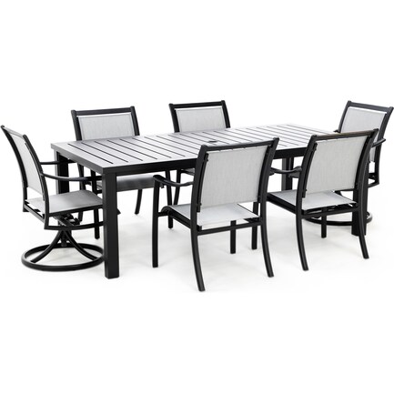 Sherwood 7-pc Dining Set W/4 Sling Dng/2 Sling Swvl Rkr Chairs