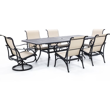 Classic 7-pc Dining Set W/4 Sling Dng/2 Sling Swivel Rkr Chairs