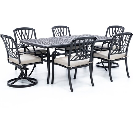 Classic 7-pc Dining Set W/4 Dining/2 Swivel Rkr Chairs