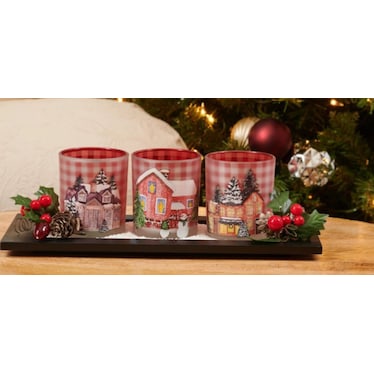 Holiday Plaid Lighting Tray 12"W x 3.5"H