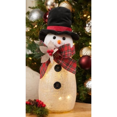 Dapper Plaid Snowman Light 4.75"W x 11"H