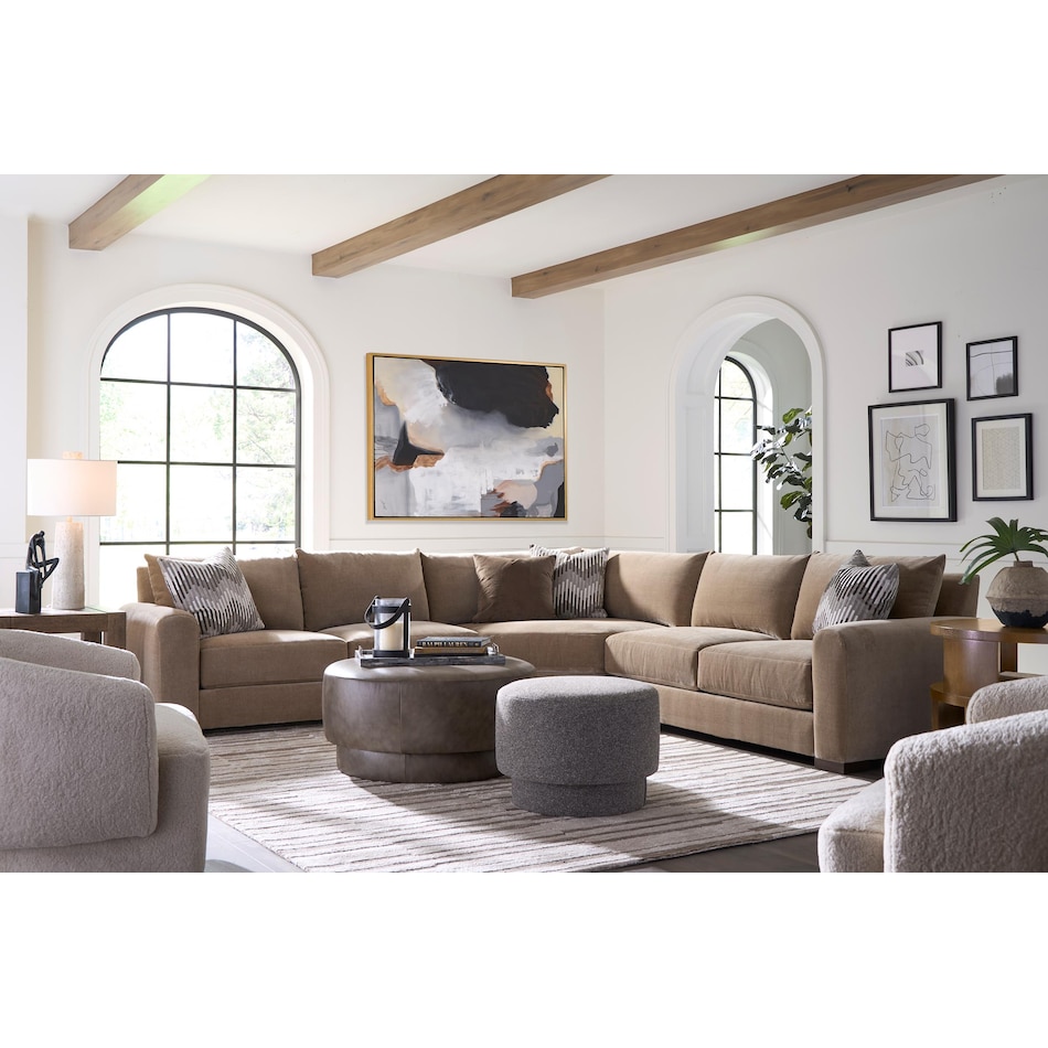 hickory heritage brown sta fab sectional pieces zpkg  
