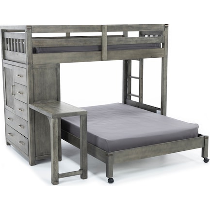 St. Croix Twin over Full Loft with Chest & Desk, Charcoal