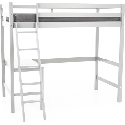 Essentials Twin Loft Bed w/Desk, Gray