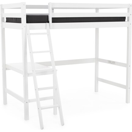 Essentials Twin Loft Bed w/Desk, White