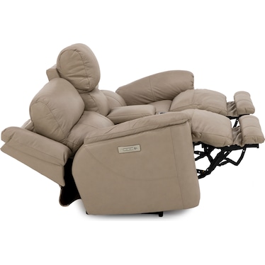 Florence Leather Fully Loaded Zero Gravity Reclining Console Loveseat