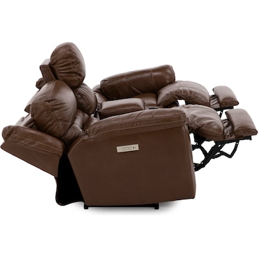 Tyson Leather Fully Loaded Zero Gravity Console Reclining Loveseat