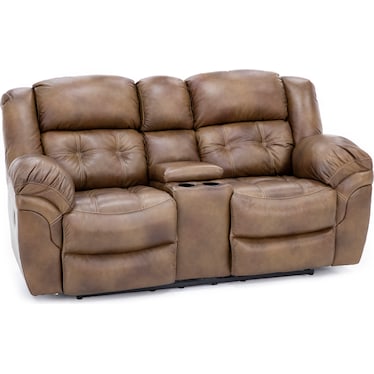 Boone Leather Reclining Console Loveseat