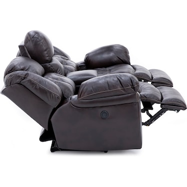 Boone Leather Power Reclining Console Loveseat in Whiskey