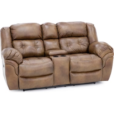 Boone Leather Power Reclining Console Loveseat