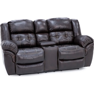 Boone Leather Reclining Console Loveseat