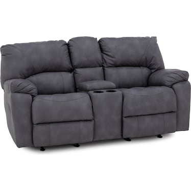 Tyler Rocking Reclining Console Loveseat In Performance Fabric