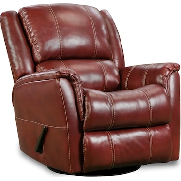 Abramo Leather Manual Glider Recliner in Crimson