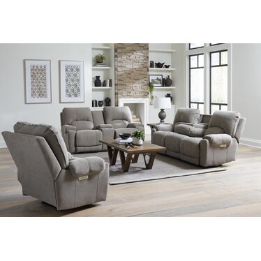 Cheyenne Fully Loaded Zero Gravity Reclining Sofa With Drop Down Table In Performance Fabric in Tan