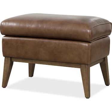 Claiborne Leather Accent Ottoman in Brown