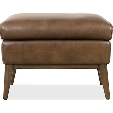 Claiborne Leather Accent Ottoman in Brown
