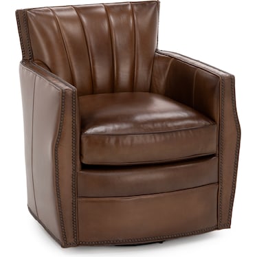 Carter Leather Swivel Club Chair