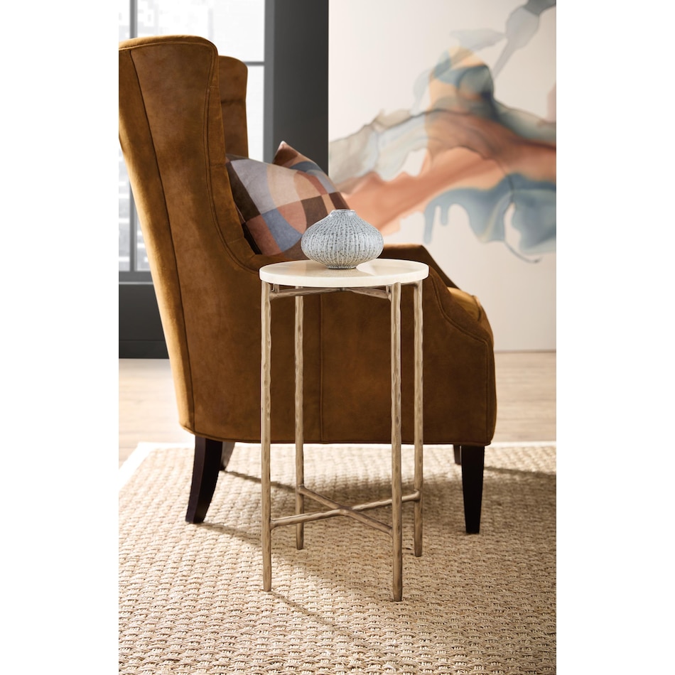 hooker furniture gold metal & stone chairside table ari  