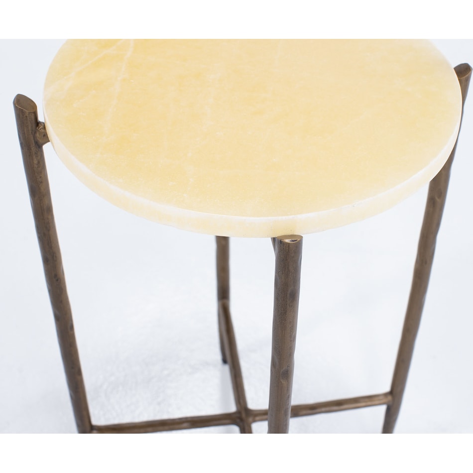 hooker furniture gold metal & stone chairside table ari  