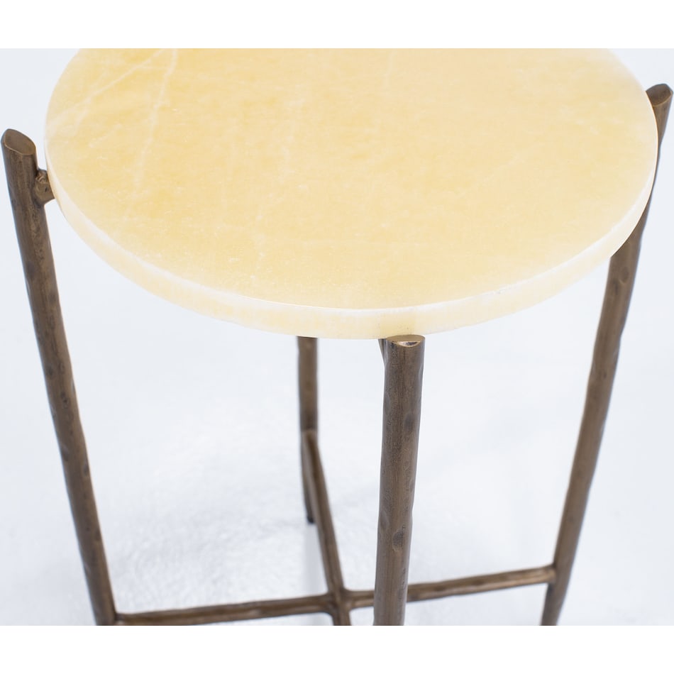 hooker furniture gold metal stone chairside table ari  