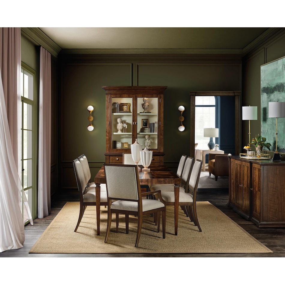 hooker furniture walnut   curate wheat performance inch standard seat height side chair   