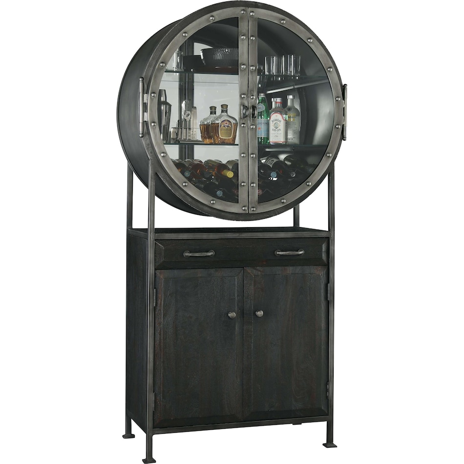 howard miller aged mocha silver spirits cabinet   