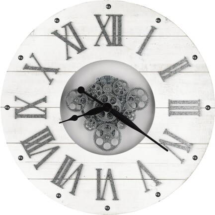 Howard Miller Antique White Gears Wall Clock 27"
