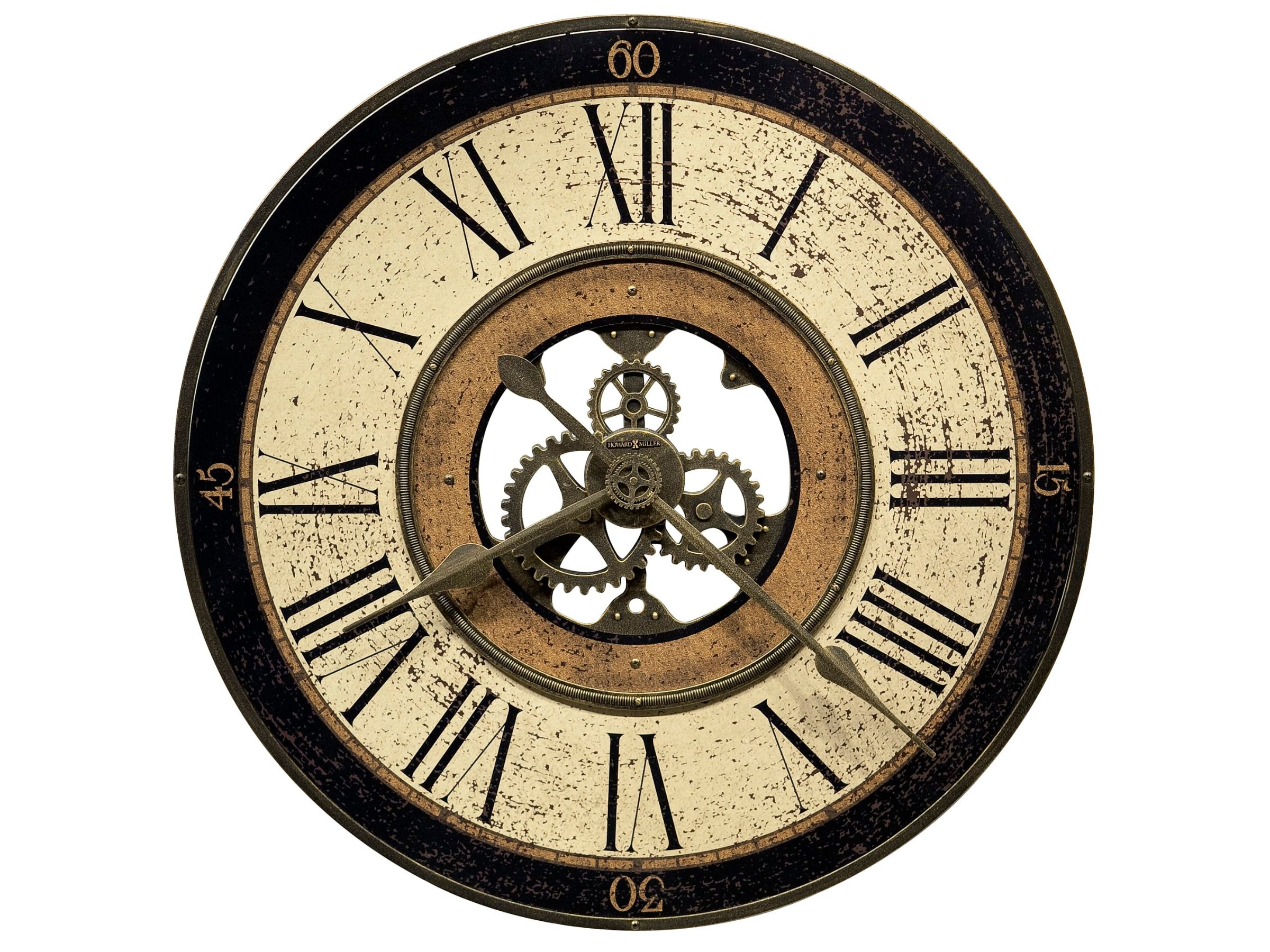 Howard Miller Black, Cream, and Gold Gears Wall Clock 32
