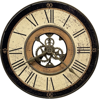 Howard Miller Black, Cream, and Gold Gears Wall Clock 32" Round