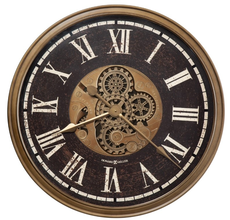 Howard Miller Black and Antique Brass Gears Wall Clock 31.5