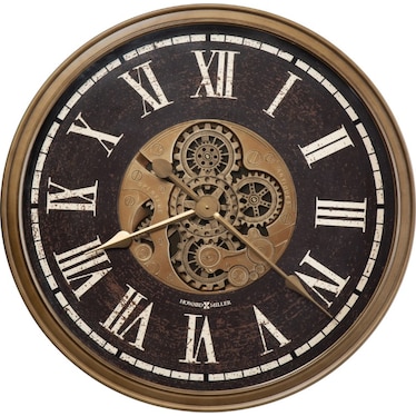 Howard Miller Black and Antique Brass Gears Wall Clock 31.5" Round