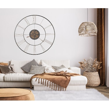 Howard Miller Aged Black and Brass with Gears Metal Wall Clock 49" Round