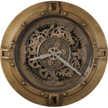 Howard Miller Antique Brass Gears Wall Clock 23.5" Round