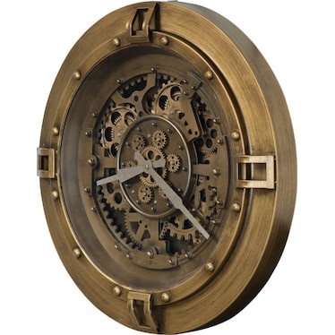 Howard Miller Antique Brass Gears Wall Clock 23.5" Round