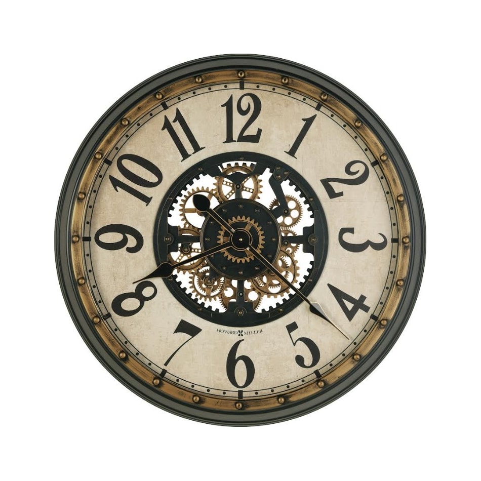 Howard Miller Black and Antique Brass Gears Wall Clock 32.5\, image size:950x950