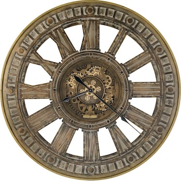 Howard Miller Antique Brown Metal Gears Wall Clock 46" Round