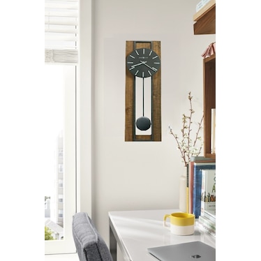 Howard Miller Wood and Metal Pendulum Wall Clock 7.5"W x 23.5"H