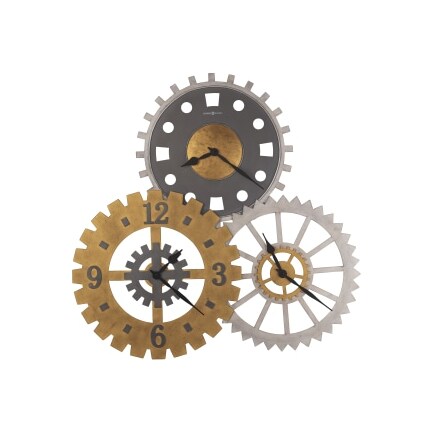Howard Miller Gold and Silver Gears Triple Wall Clock 35"W x 34"H