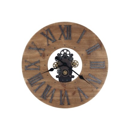 Howard Miller Natural Wood with Gears Wall Clock 24"
