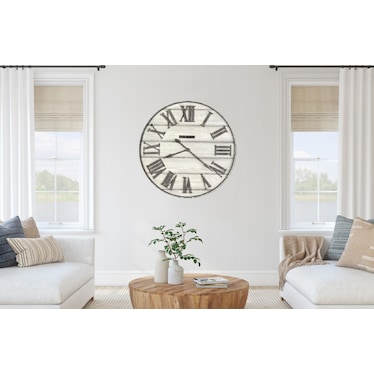 Howard Miller Whitewashed Wood Wall Clock 36.5" Round