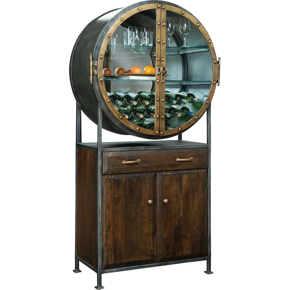 howard miller rustic hardwood gold spirits cabinet   