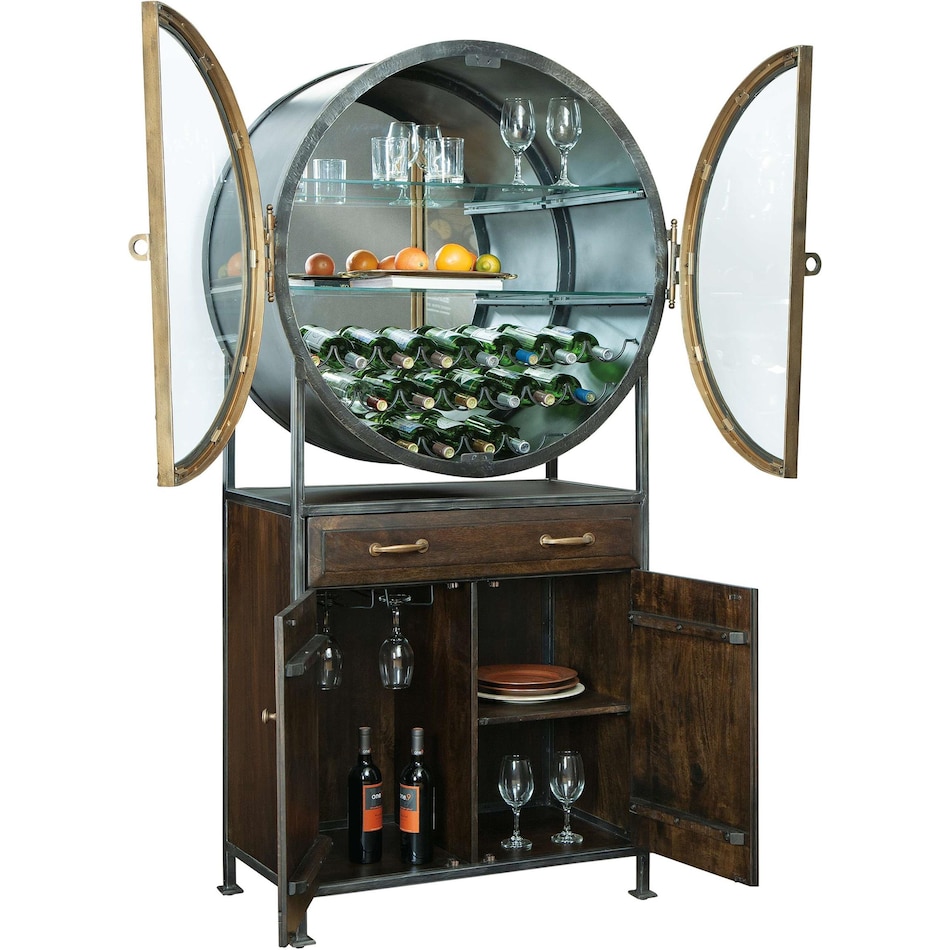 howard miller rustic hardwood gold spirits cabinet   