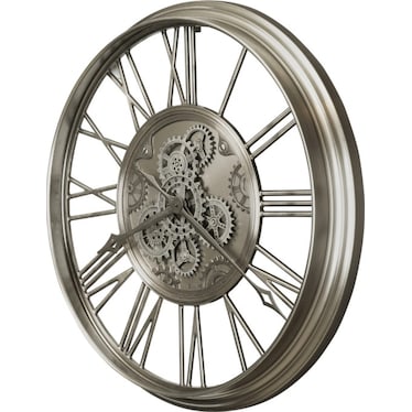 Howard Miller Nickel Finish Gears Wall Clock 34" Round