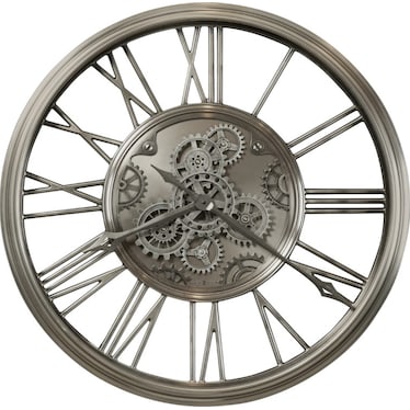Howard Miller Nickel Finish Gears Wall Clock 34" Round