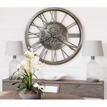 Howard Miller Nickel Finish Gears Wall Clock 34" Round