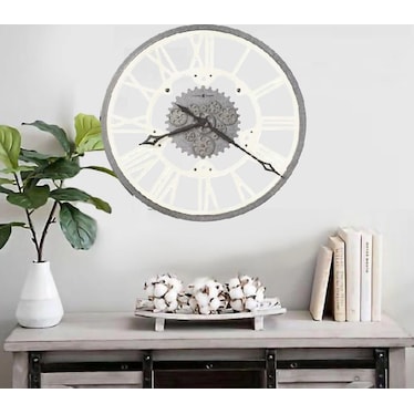 Howard Miller White Metal Gears Wall Clock 32" Round