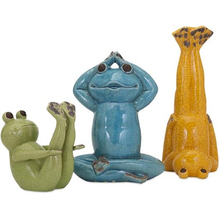 Set of 3 Yoga Frogs 8/12/14"H
