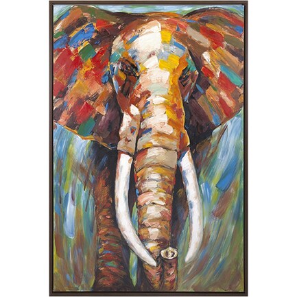 Colorful Tusks Framed Oil Painting 40"W x 60"H