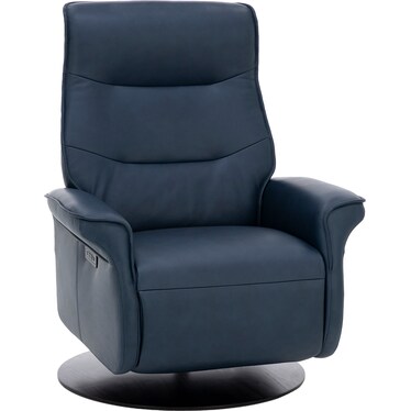 Vianna Leather Extra Large Power Swivel Recliner in Pacific