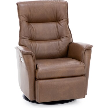 Modern Comfort by Direct Designs Chelsie Leather Fully Loaded Medium Swivel Glider Recliner